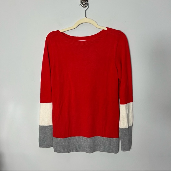 NEW Womens Boatneck GAP Red, Cream, and Gray Crew Neck Sweater 242 - Picture 1 of 8